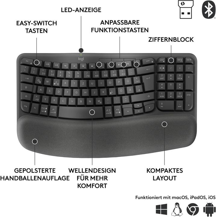Actual product image Logitech Wave Keys for Business (Germany, Wireless)