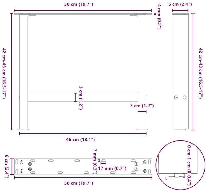 Produktbild vidaXL Couchtischbein