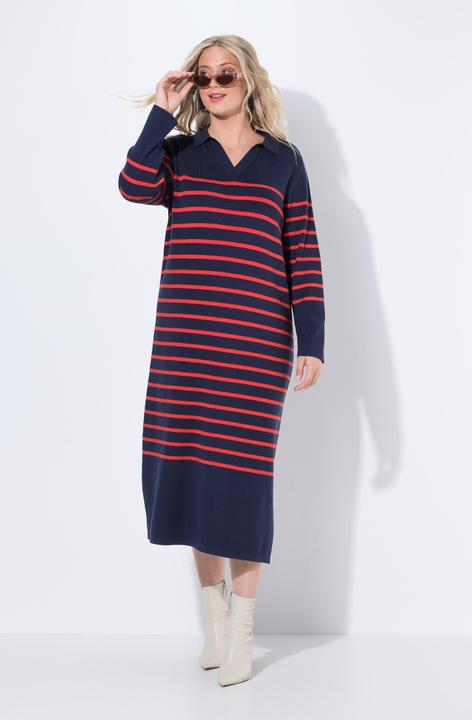 Actual product image Ulla Popken Breton Stripe Collared Knit Dress (54)