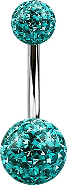 Produktbild Star Piercing Banane silber mit zwei Kristall Kugeln türkis Epoxy Schutzschicht (Titan G23, ohne Messing)