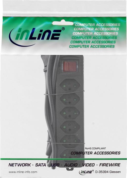 Productafbeelding InLine Stopcontactstrip ZWITSERLAND (6 x, Type 13, 1.50 m)