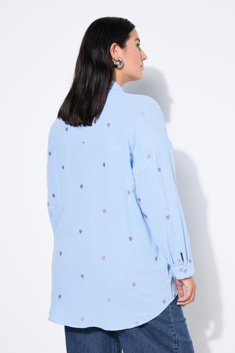 Actual product image Studio Untold Oversized Embroidered Long Sleeve Button Front Shirt (60)