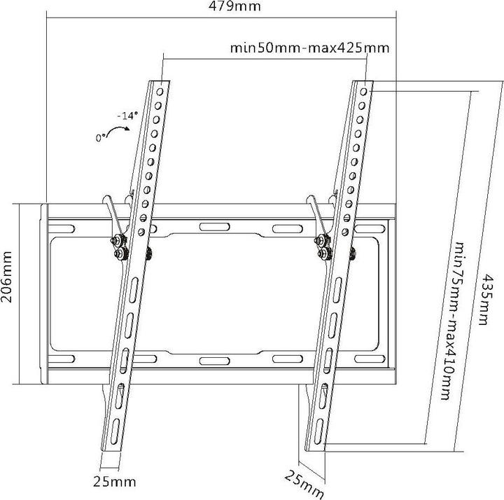 Immagine prodotto equip Supporto a parete per schermi piatti 80,96cm - 139,15cm 32 pollici - 55 pollici inclinabile VESA (Muro, 55", 40 kg)