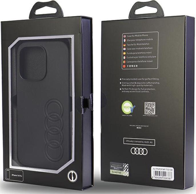 Actual product image Audi Synthetic Leather iPhone 14 Pro 6.1" czarny/black hardcase AU-TPUPCIP14P-TT/D1-BK (Apple iPhone 14 Pro)