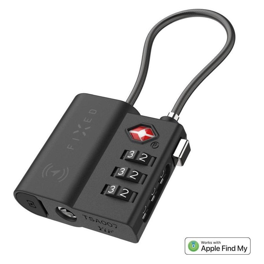 Fixed Smart Location Vorhängeschloss, Schwarz (iOS), Tracker, Zwart
