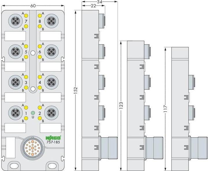 Produktbild Wago Sensor/Aktorbox passiv M12-Ver (Verteiler)
