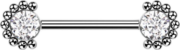 Immagine prodotto Star Piercing Threadless Barbell argento palla anteriore mezzo fiore cristallo argento (Titanio, senza ottone)