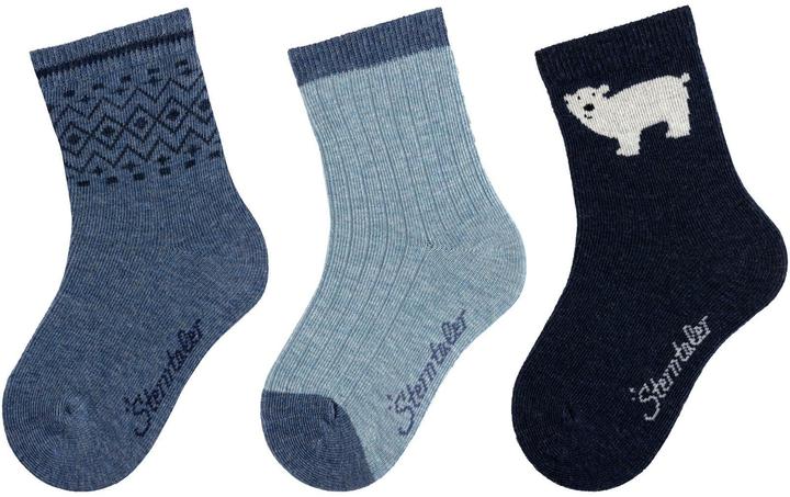 Immagine prodotto Sterntaler Set di 3 calzini con orso polare blu inchiostro mélange taglia 30 (confezione da 3, 30)