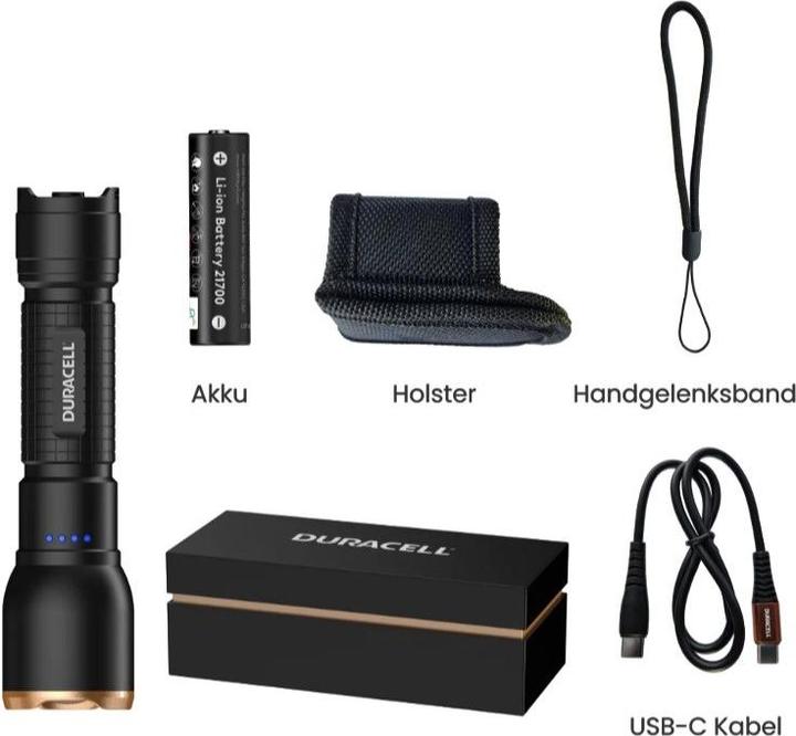 Actual product image Duracell DF1500R Gift Box Taschenlampe schwarz (16.50 cm, 1500 lm)