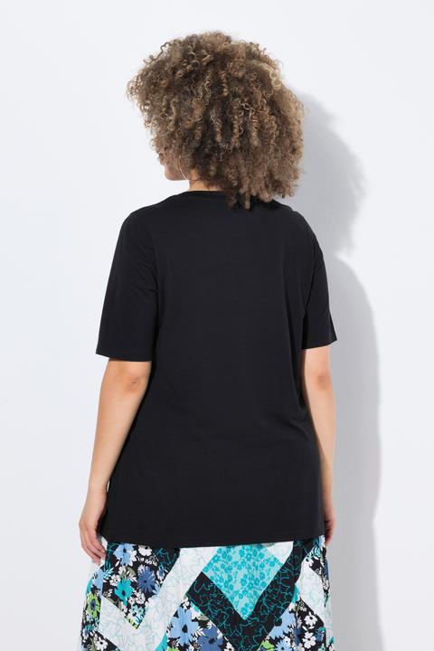 Image du produit Ulla Popken T-shirt motif mandala, décolleté rond et manches courtes, coupe évasée (46, 48)