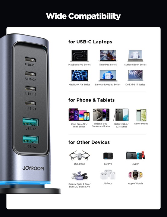 Produktbild Joyroom 6 in 1 Multi USB charger (65 W)