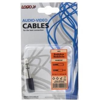 Logo Audio Adapter, Jack-Stecker (6.3mm) - Jack-Buchse (3.5mm), Stereo, schwarz, Blister (Adattatore jack), Adattatore audio, Nero