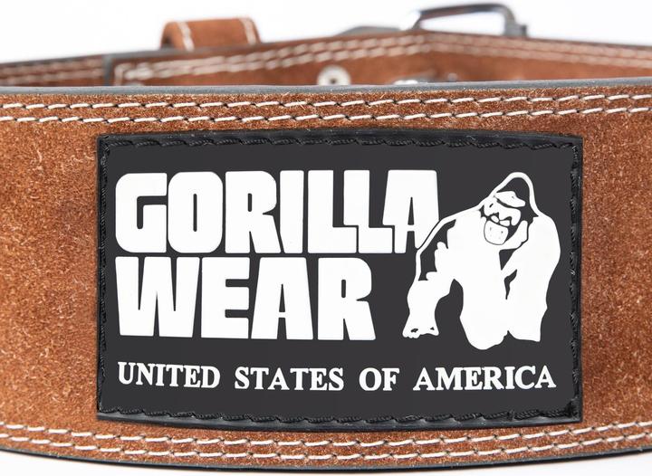 Actual product image Gorilla Wear 4 Inch Lifting Belt Leather Brown (L, XL)