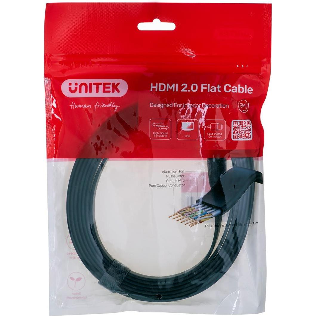 Unitek HDMI - HDMI-Kabel mit 3 m Länge (C11063BK-3M) (3 m, HDMI), Video Kabel