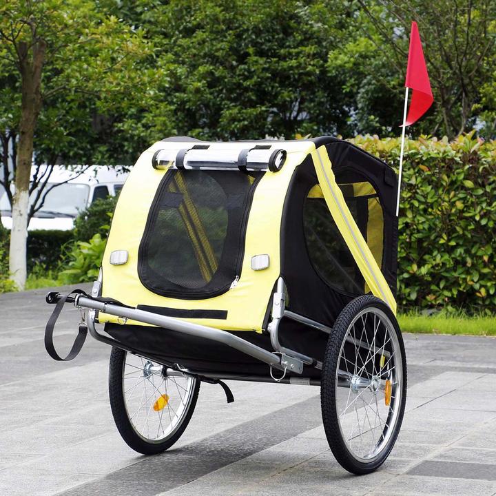 Produktbild Wiltec Hunde Fahrradanhänger Hundeanhänger Fahrrad Hundetransporter gelb-schwarz