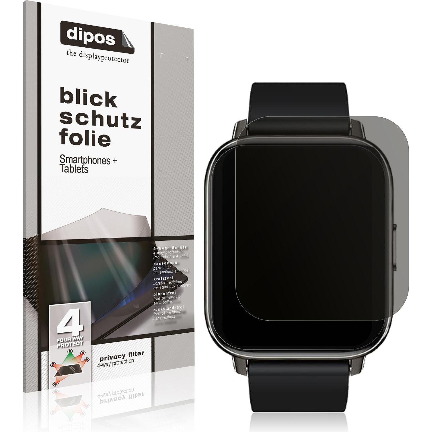 Dipos Blickschutzfolie 4-Way Privacy, Smartwatch Schutzfolie, Transparent