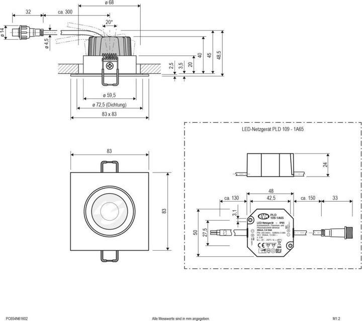 Produktbild EVN PC654N61602 P-LED Deckeneinbau quad.