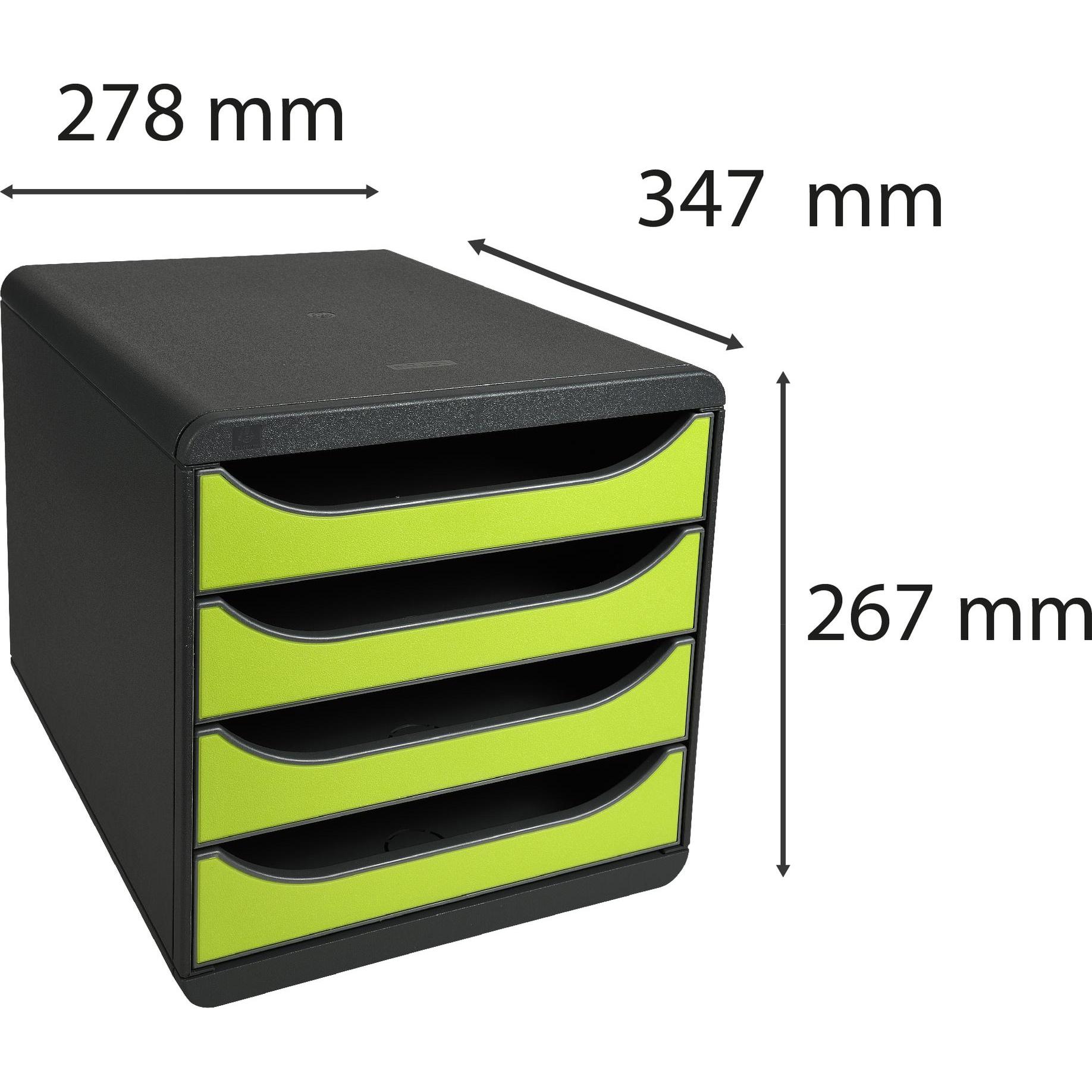 Thumbnail - Exacompta, Dokumentenablage, Schubladenbox Big Box 4 Schubladen, Schwarz / Anisgrün (A4+)
