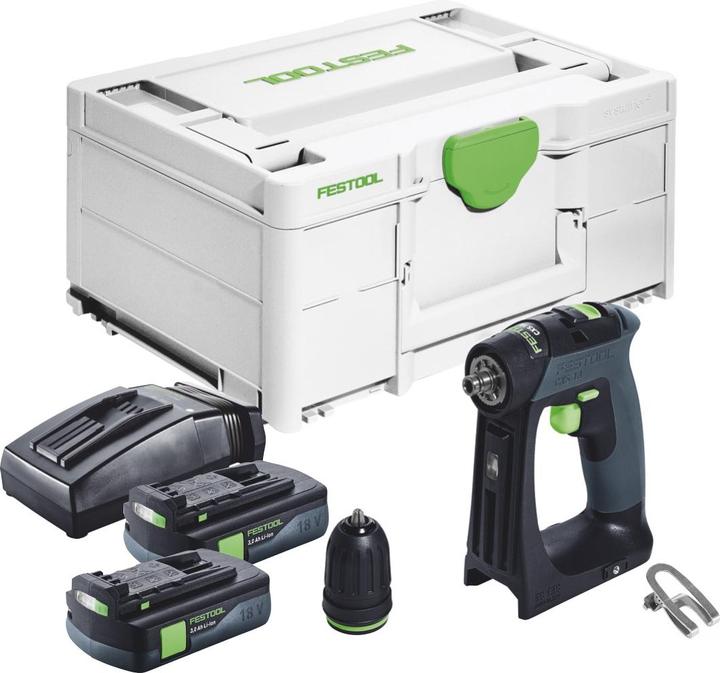 Produktbild Festool CXS 18 Akku Bohrschrauber 18 V 40 Nm Brushless + 2x Akku 3,0 Ah + Ladegerät + Systainer (Akkubetrieb)