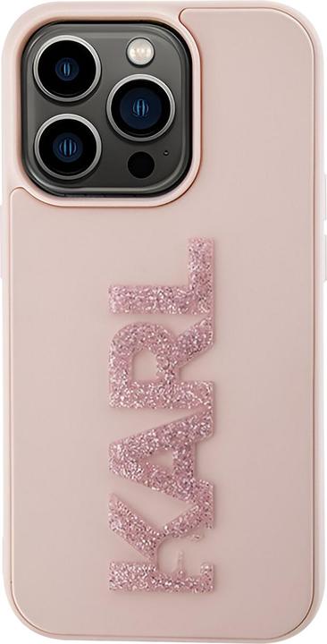 Actual product image Karl Lagerfeld KLHCP15X3DMBKCP iPhone 15 Pro Max 6.7" różowy/pink hardcase 3D Rubber Glitter Logo (Apple iPhone 15 Pro Max)