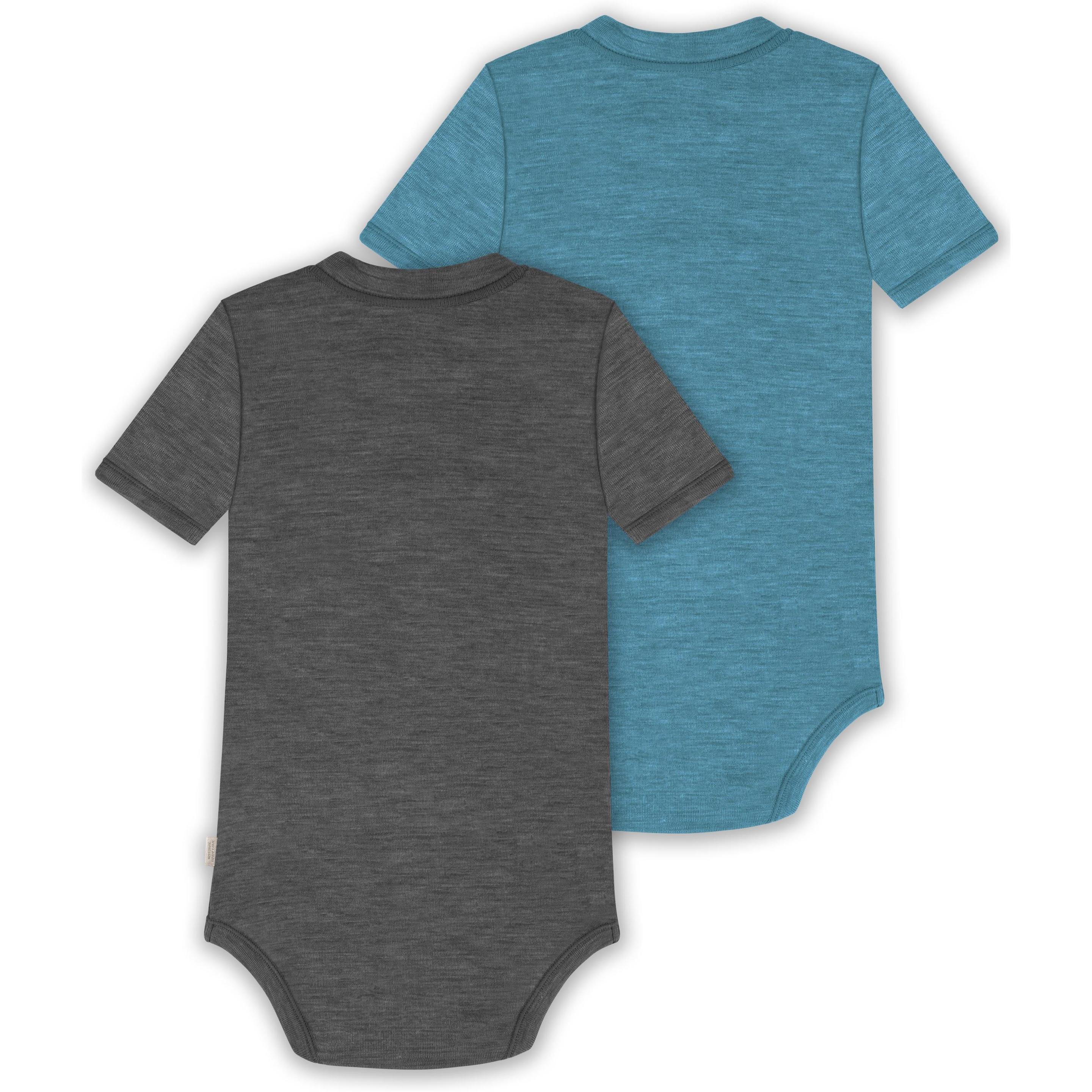 Thumbnail - Normani, Herren, Body, 2er Set Baby Merino Kurzarmbody „Tihoi" - 9321, Blau, (92)