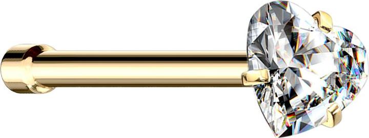 Produktbild Star Piercing Nasenstecker gerade vergoldet Kristallherz silber gefasst (ohne Messing, Chirurgenstahl 316L)