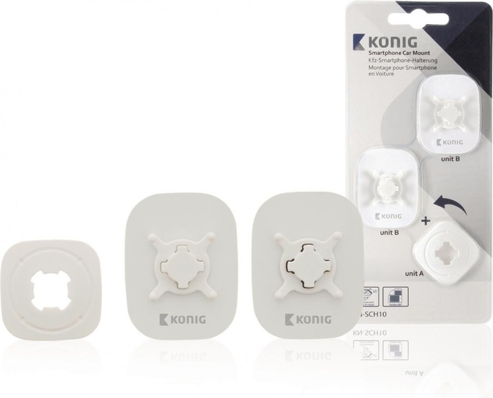 Actual product image König Konig Car Mount for Smartphone, 360 Degree Rotatable, White