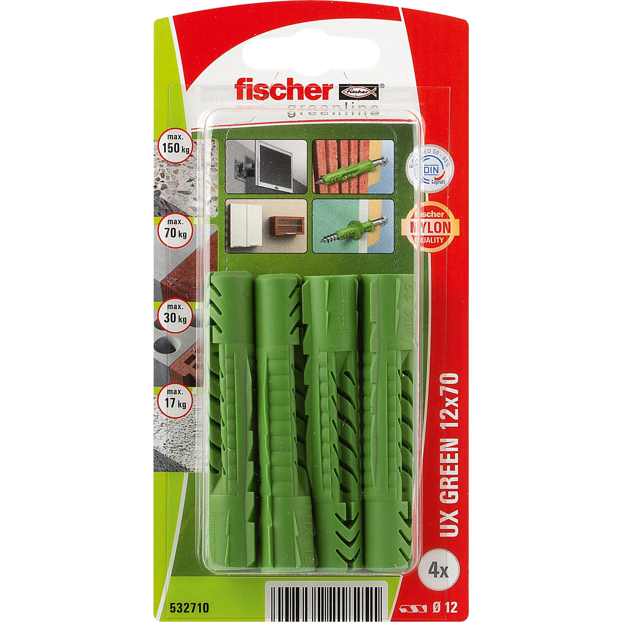 Fischer, Dübel, Universald. UX Green 12x70 K (4) (4 Stk.)