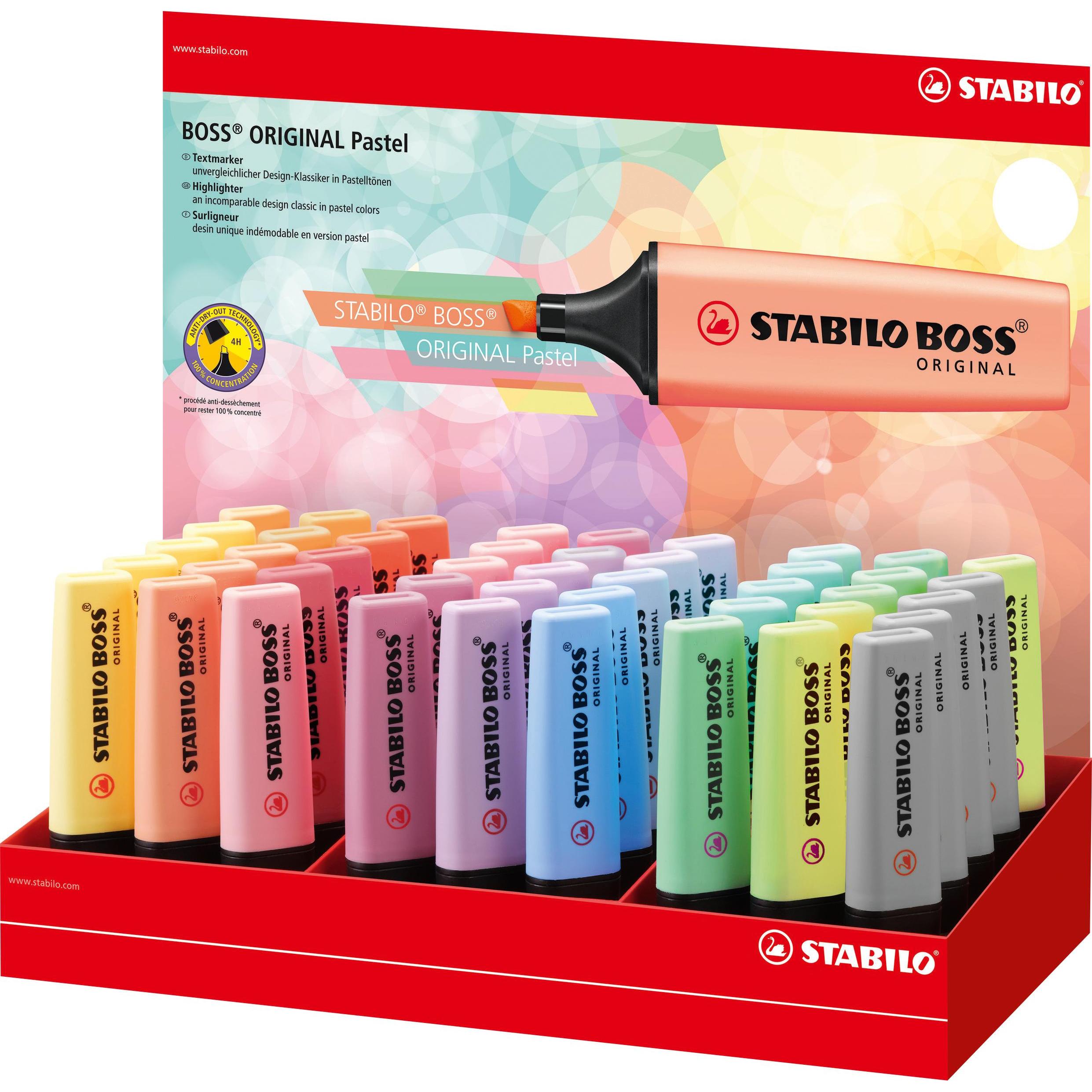 STABILO, Marker, Textmarker BOSS ORIGINAL Pastel, 45er Display (Assortiert, 5 mm, 45 x)