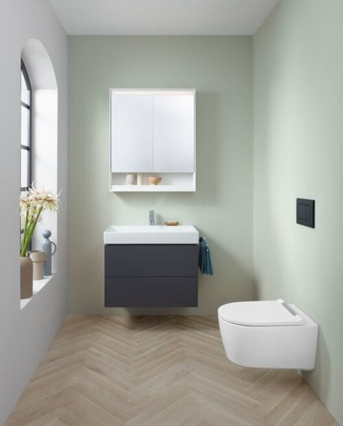 Actual product image Geberit ONE mirror cabinet with ComfortLight, 2 doors, surface mounted, with niche, 75x90x15cm, 505.