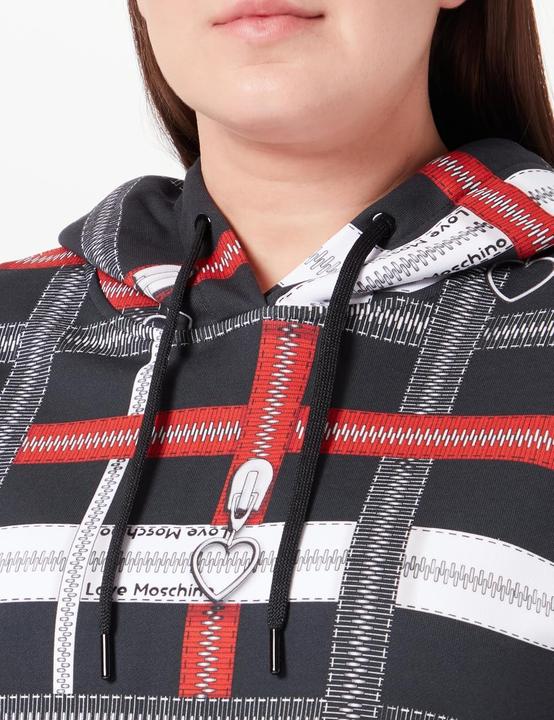 Produktbild Love Moschino Regular Fit Kapuzenpullover mit Allover-Markenreissverschluss-Print (40)