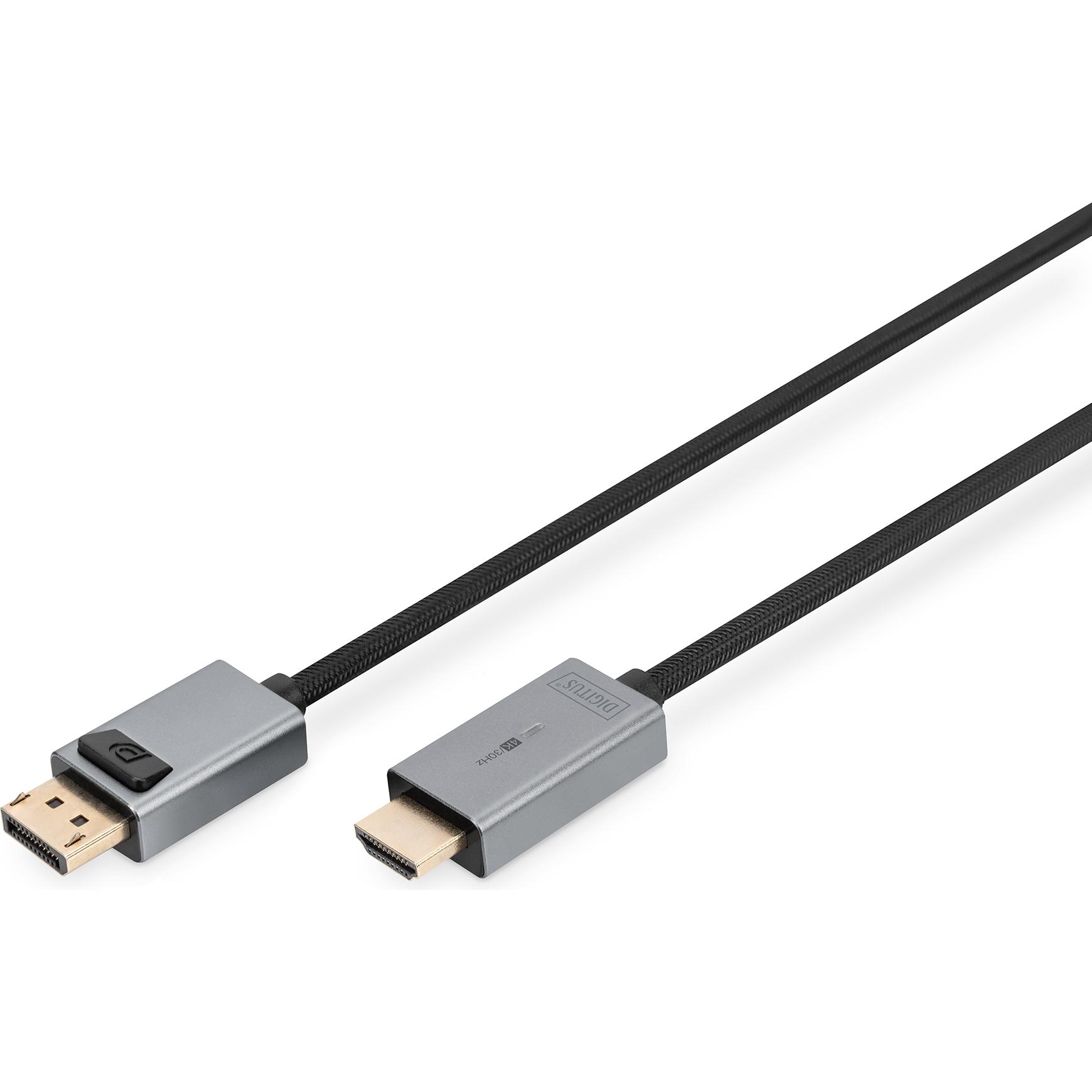 Digitus DisplayPort — HDMI (Typ A) (3 m, DisplayPort), Video Kabel