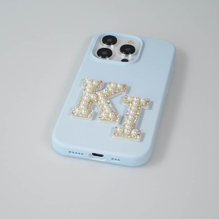 Produktbild PhoneLook Sticker Aufkleber für Handy/Tablet/Computer 3D Pearls weiss Buchstabe O