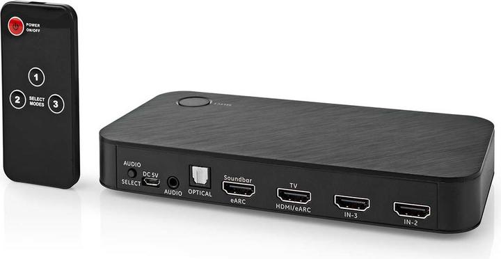 Actual product image Nedis Digital Audio Converter | 2-way | Connections - Input: DC Power / 3x HDMI™ Input | Connections (0.06 m, Optical)