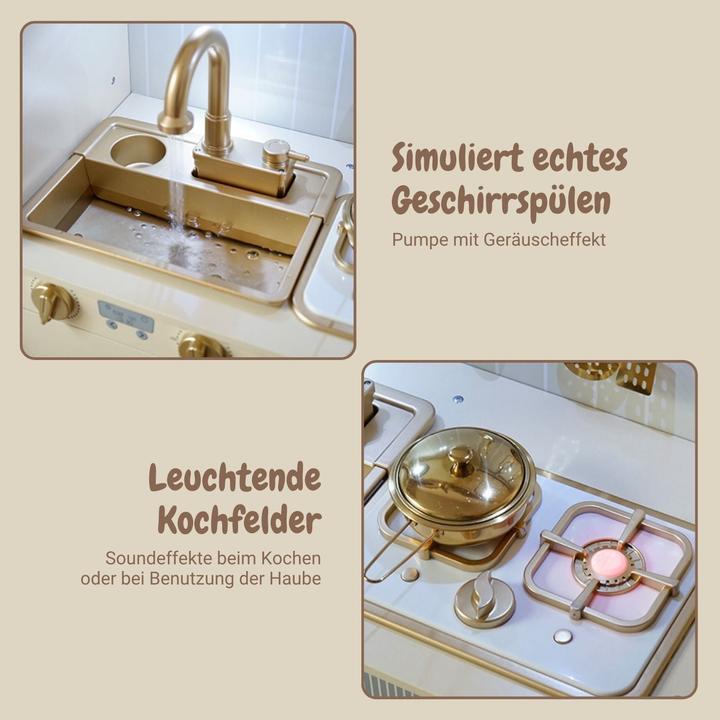 Produktbild Hermex Kinderküche aus Holz mit Zubehör Spielküche Holzküche Spielzeug