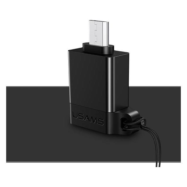 Usams Adapter A1 Micro Usb - Usb Otg 2.0ze Smyczą Czarny/black SJ187MU01 (Us-SJ187) (Usb 2.0), Usb Kabel