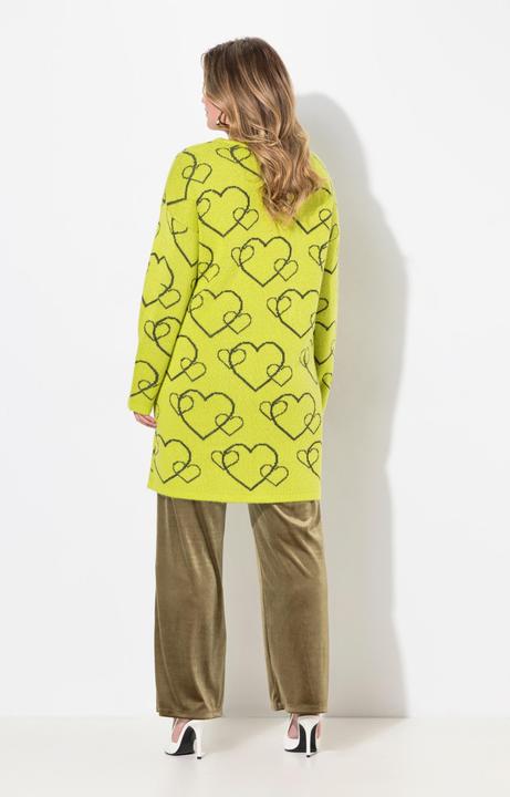 Actual product image Miamoda Heart Design Open Front Long Sleeve Sweater Cardigan (46, 48)