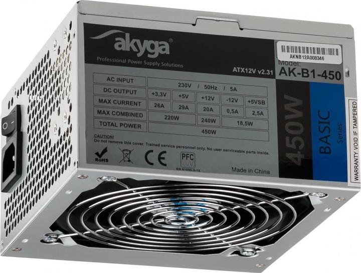 Image du produit Akyga Basic ATX Power Supply 550W AK-B1-550 Fan12cm P4 3xSATA PCI-E (550 W)