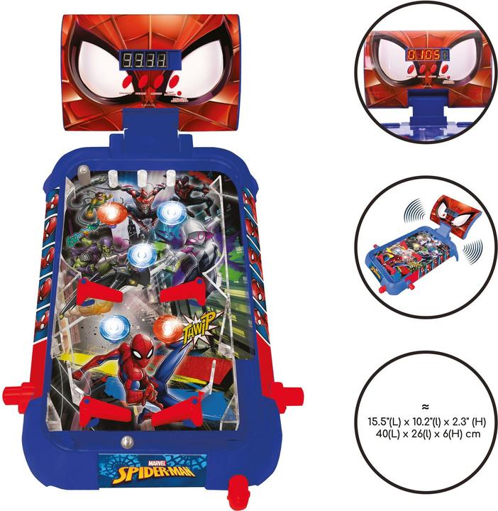 Produktbild Lexibook Marvel Spider-Man Flipperspiel (Deutsch, Englisch, Französisch, Italienisch, Niederländisch, Portugiesisch, Spanisch, 1 Spieler)