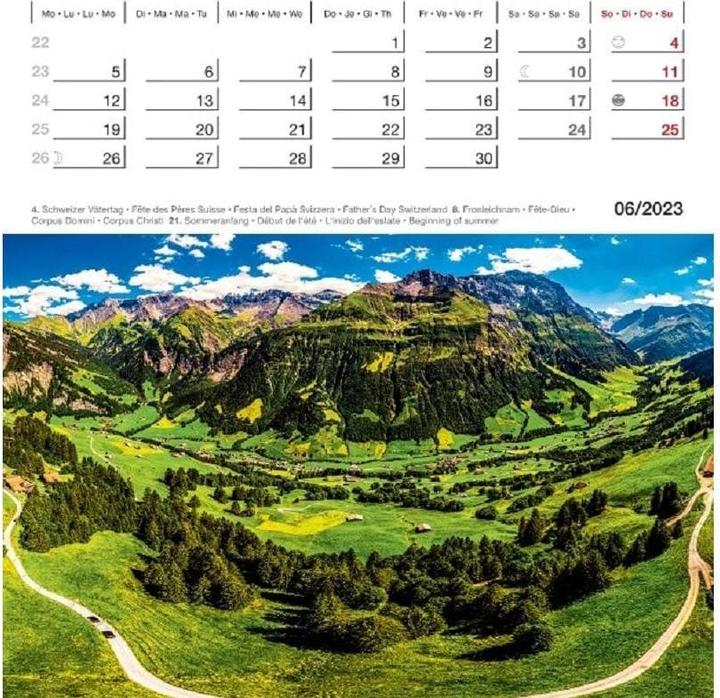 Actual product image Calendar Nature Switzerland 2023 16 x 17 cm (24 x 34 cm)