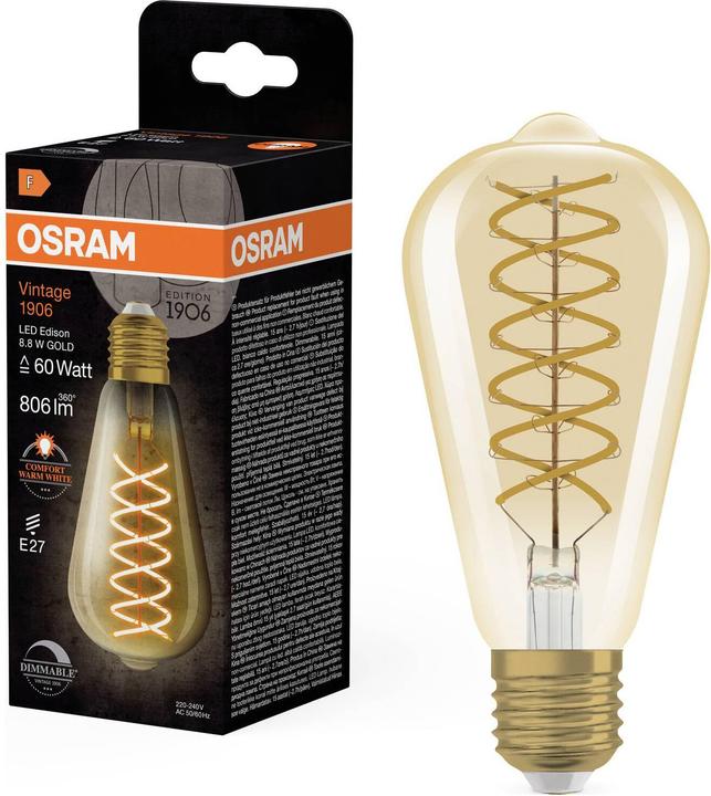 Actual product image Osram Vintage 1906 LED CLASSIC EDISON DIM (E27, 806 lm, 4 x)