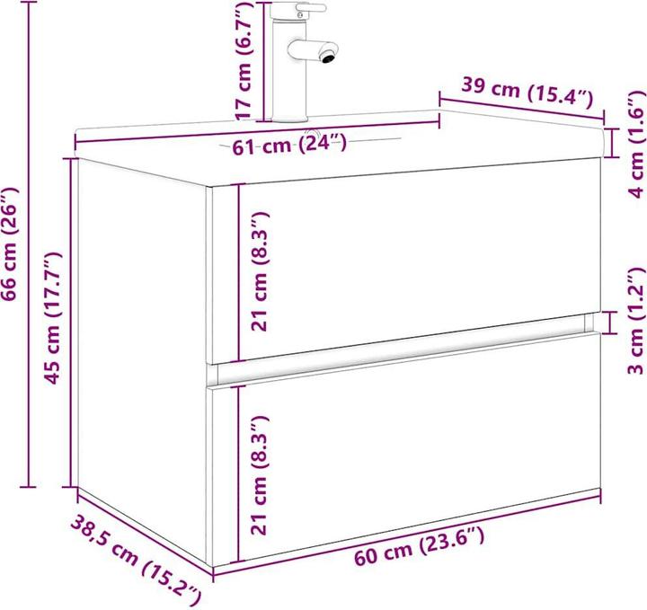 Produktbild vidaXL Waschbeckenunterschrank mit Einbaubecken und Wasserhahn Bad Waschtisch