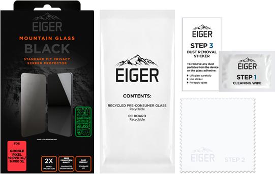 Produktbild Eiger Privacy Sichtschutz-Glas Standard Fit Mountain Glass Black (1 Stk., Google Pixel 10 Pro XL, Google Pixel 9 Pro XL)