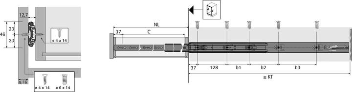 Image du produit Hettich Coulisse à sortie totale KA 5632 SC