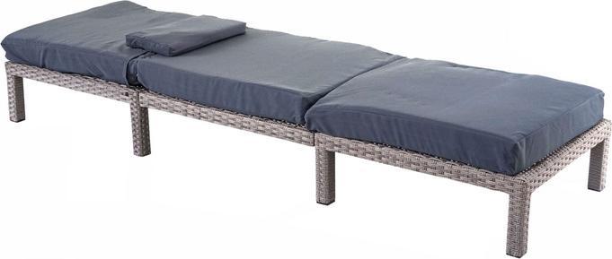 Actual product image Swisshandel24 Poly-Rattan Sunlounger, Relax Lounger Garden Lounger - Premium Grey, Cushion Dark Grey (198 cm)