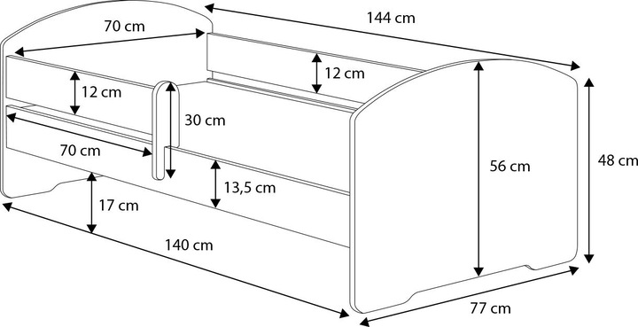 Actual product image ADRK Furniture Bed with mattress PEPE UNICORN 140x70 (140 x 70 cm)