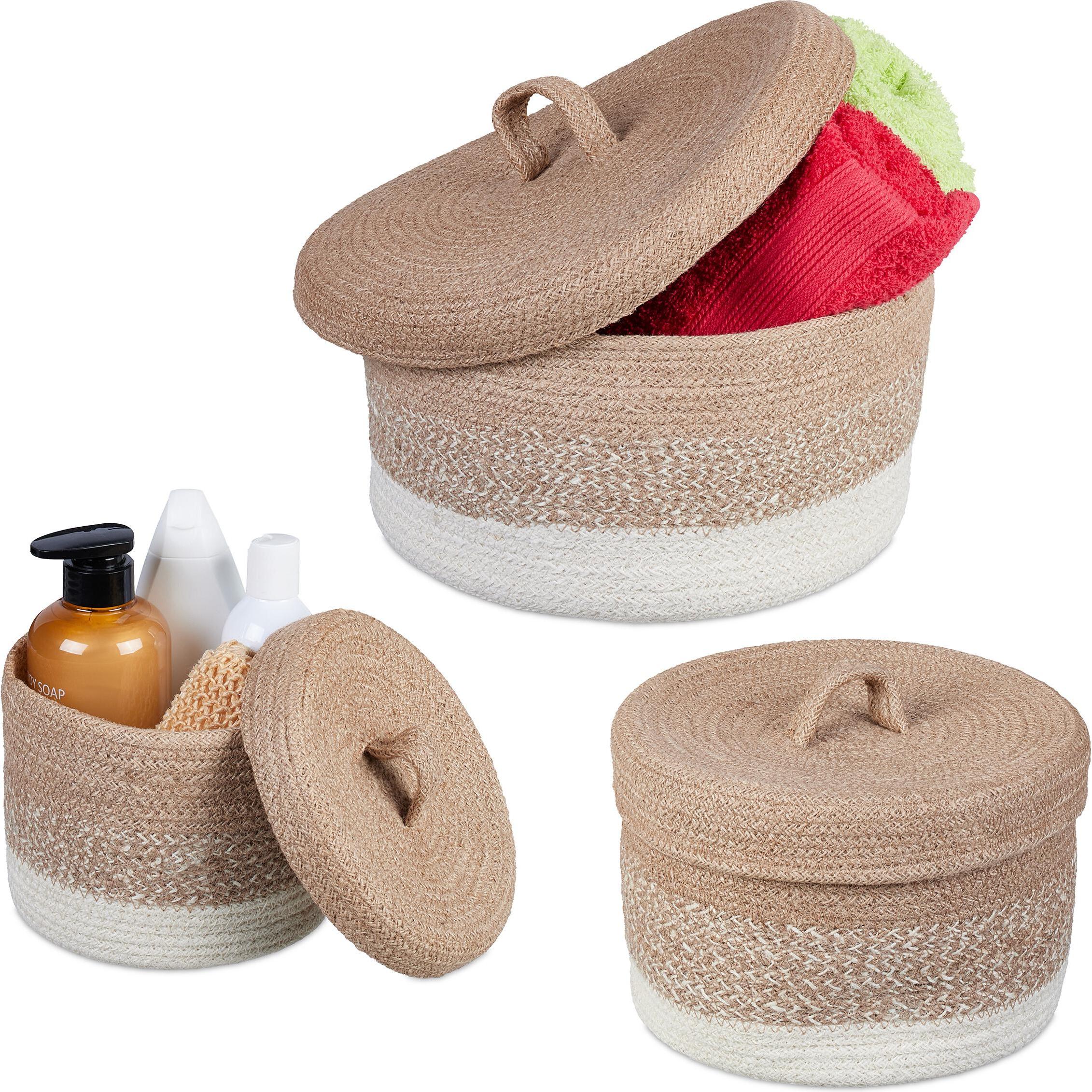 Relaxdays, Aufbewahrungskorb, 3tlg. Aufbewahrungskorb-Set (3 x, 30 x 30 x 15.5 cm)