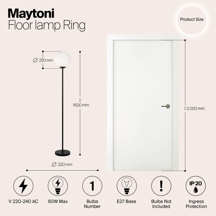 Actual product image Maytoni Ring Floor Lamp, Floor Lamp E27 Black (E27)