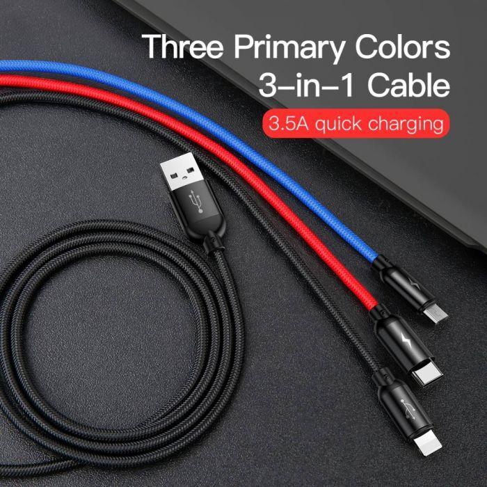 Actual product image Baseus Three Primary Colors 3-in-1 (1.20 m, USB 2.0)