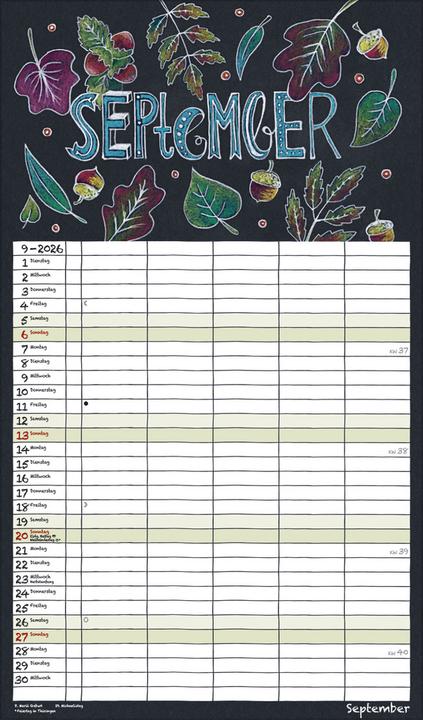Produktbild Lovely Chalk Timer 2026 (27 x 46 cm, Harter Einband, Deutsch)